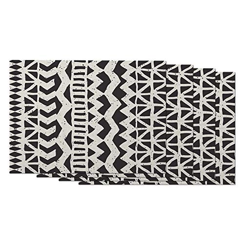 Moslion Ikat Tribal Placemats Boho Ethnic Pattern Black and White Vintage Style Chevron Table Placemats for Dinning Table Washable Cotton Linen 12x18 Inch, Set of 4…