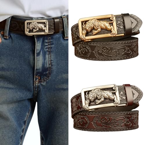 Western Simple Belt Animal Buckle Husband Boyfriend Wide Animal Buckle Men Western Automatic Business Belt For Men2