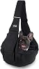 NATUYA Dog Sling Puppy Carrier Hand Free Doggie Adjustable Shoulder Strap Pet Walking Bag Cat Carrier with Zip Pocket Safety Belt Protective Mesh for Outdoor Subway Travel (Black Waterproof)