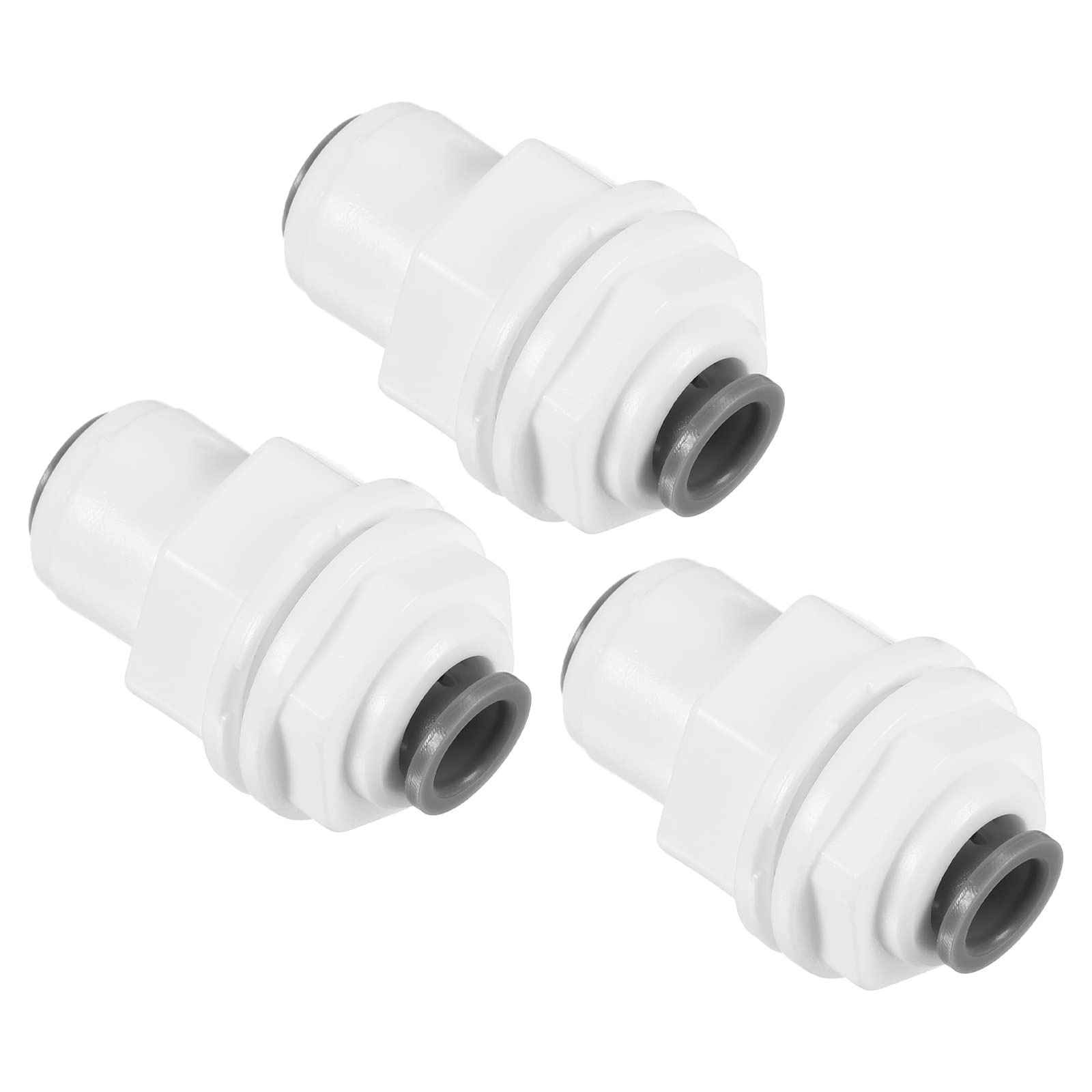 Raccord de cloison de 6,35 mm pour système eau RO union droite plastique blanc