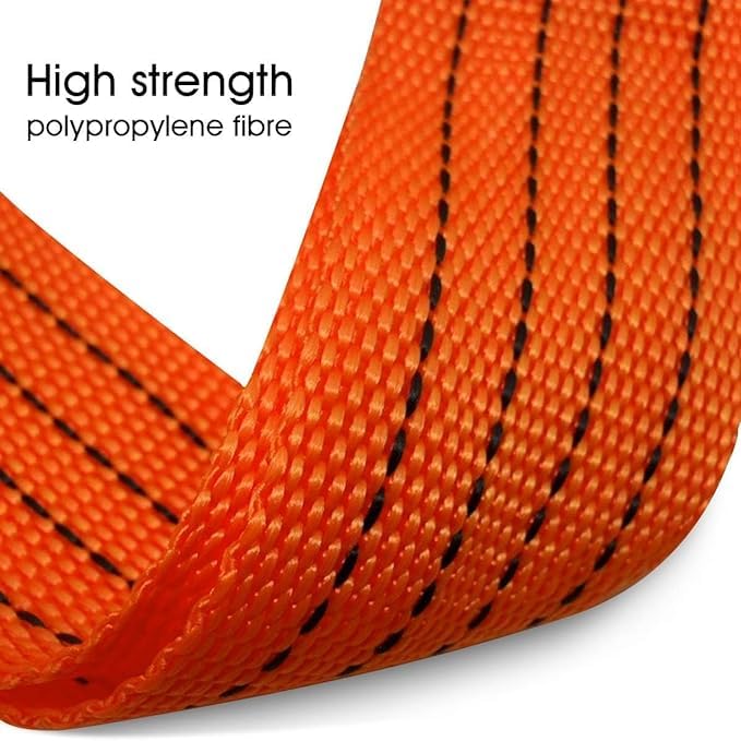 Image of Car Towing Rope Emergency Tow Pull Rope Snatch Strap for Car || Heavy Duty Car Towing Belt 3 Mtr Long with 2pc Heavy Duty Clamps /D Shackles (Orange 3 Tone)