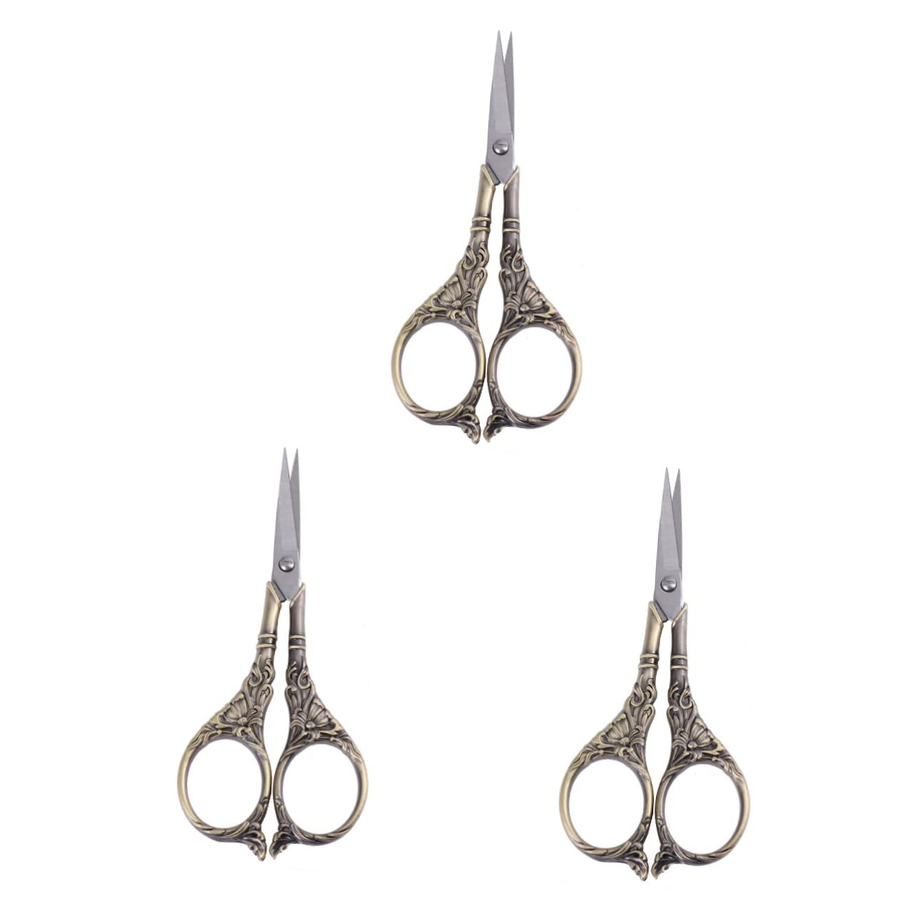 Operitacx 3stücke Vintage Schere Mit Lilienmuster Edelstahl Nähschneider Für Kreuzstich Und Bastelarbeiten Leicht Und Tragbar Für Stoffe Und Materialien Antik Cyan
