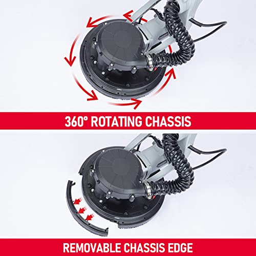 Drywall Sander, 800W Electric Motor Sander, Variable Speed 800-1800Rpm With Led Light, Extendable & Foldable Handle, 6 Pcs Sanding Discs, With Automatic Dust Removal System And Carrying Bag #TOP5