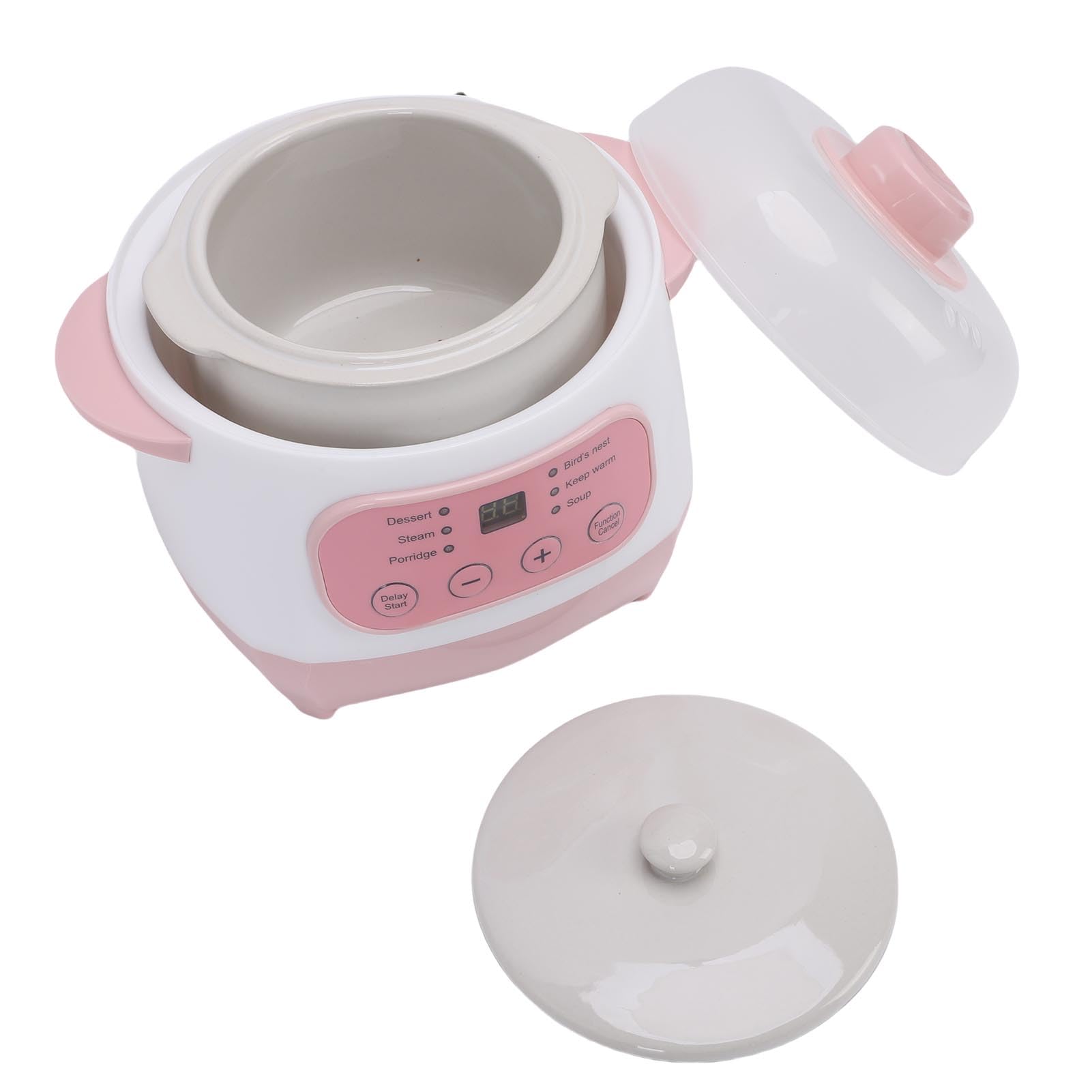 CHICIRIS Pentola per Stufato Elettrica Fornello Multifunzione in Ceramica 1L Ideale per Piccole Famiglie Deliziose Zuppe Porridge Riso Pasti Nutrienti (Spina europea 220V)