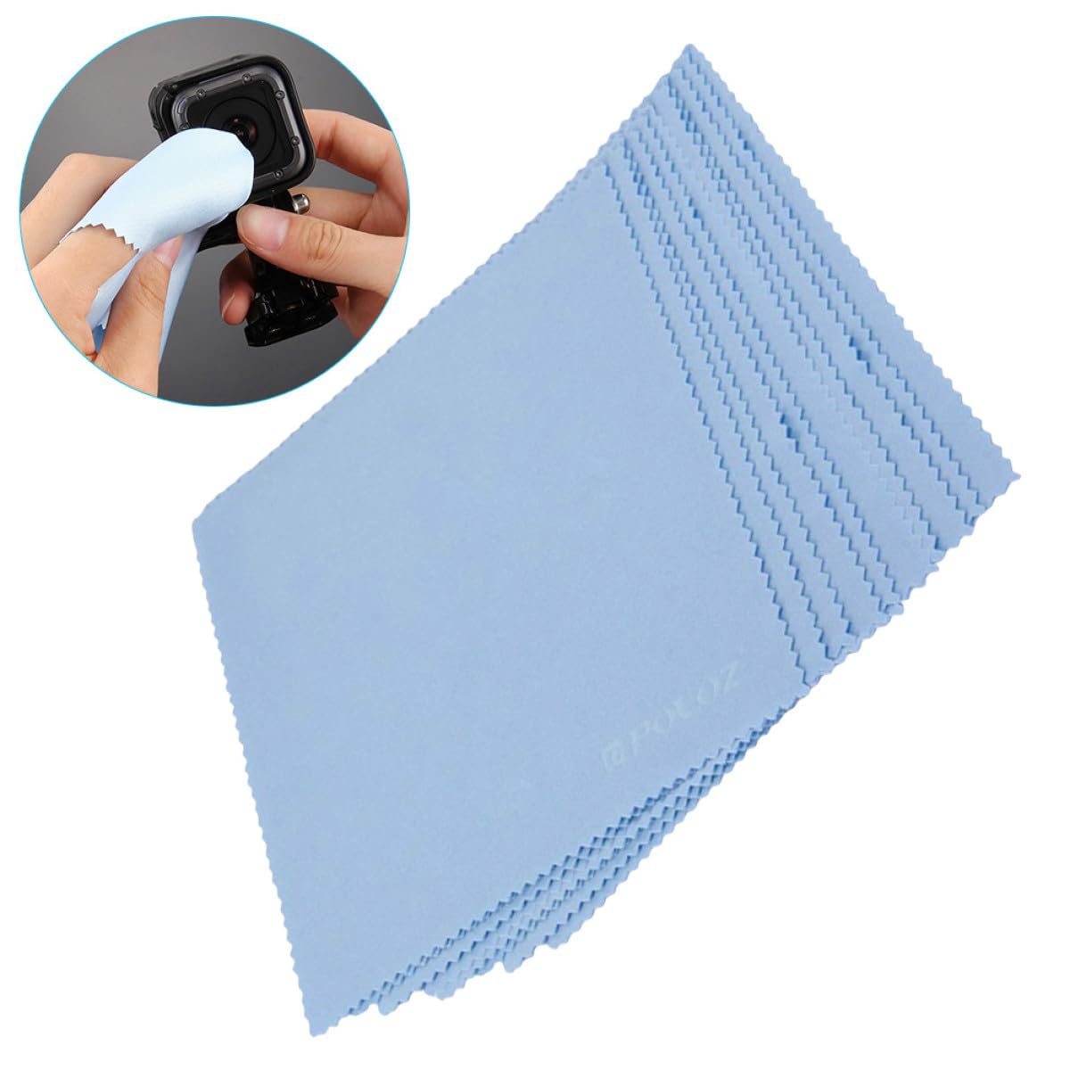 FRCOLOR 500pezzi Panni Microfibra Blu Per Pulizia Di Occhiali Lenti Schermi e Gioielli Morbidi Riutilizzabili e Facili Da Lavare