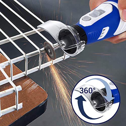 Cordless Rotary Tool, APEXFORGE 8V Power 2.0 Ah Li-ion Battery with 101 Accessories and Shield Attachment, Long Endurance Power- Perfect for Sanding, Grinding, Cutting and Engraving -M8