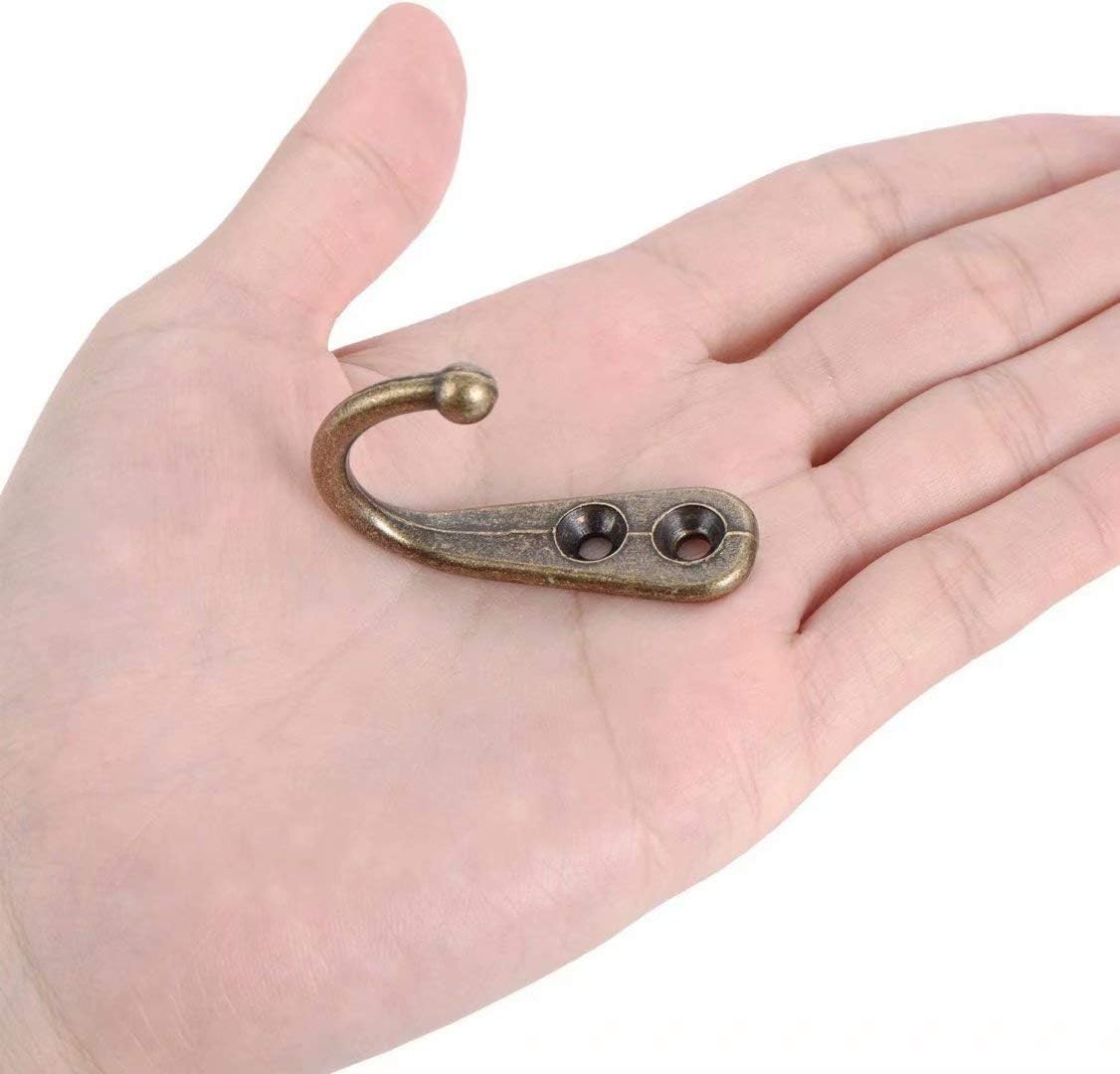 30 Pieces Large Wall Mounted Coat Hook Robe Hooks Cloth Hanger Coat Hanger Coat Hooks Rustic Hooks and 60 Pieces Screws for Bath Kitchen Garage Single Coat Hanger (Bronze)