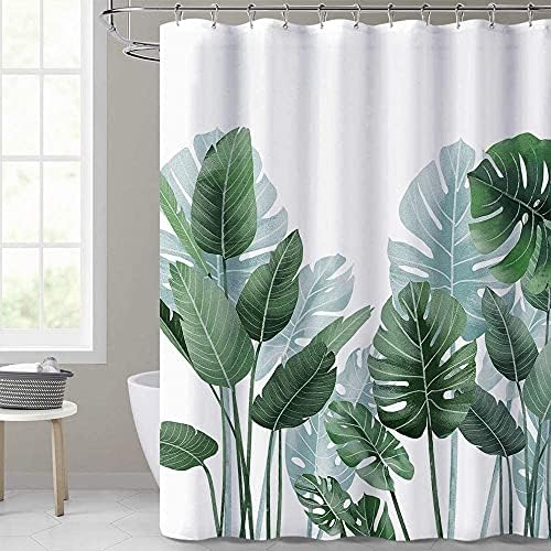 EurCross Green Shower Curtains Mould proof resistant, Washable Weighted