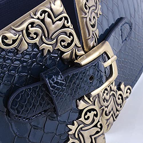 Plus Size Belts for Women Retro Metal Buckle Leather Red Brown Lady Women Elastic Waistband Wide Waist Belt2