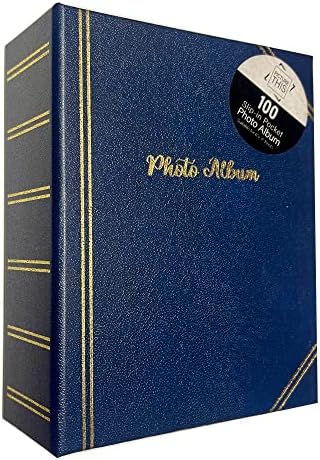 NAKSHATRA Slip in Photo Album 6x4-100 Pocket Photo Album Book, Small Photo Albums with Keychain, Gift for Family Valentine Birthday Wedding Anniversary Christmas Vacation (Blue)