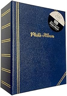 NAKSHATRA Slip in Photo Album 6x4-100 Pocket Photo Album Book, Small Photo Albums with Keychain, Gift for Family Valentine Birthday Wedding Anniversary Christmas Vacation (Blue)