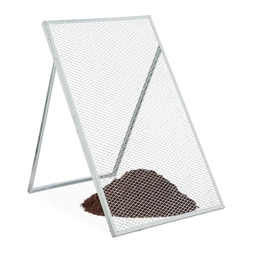 Relaxdays Durchwurfsieb HxB: 100 x 60 cm verzinktes Gartensieb Streckmetall 15 x 25 mm Kompostsieb Stahl silber