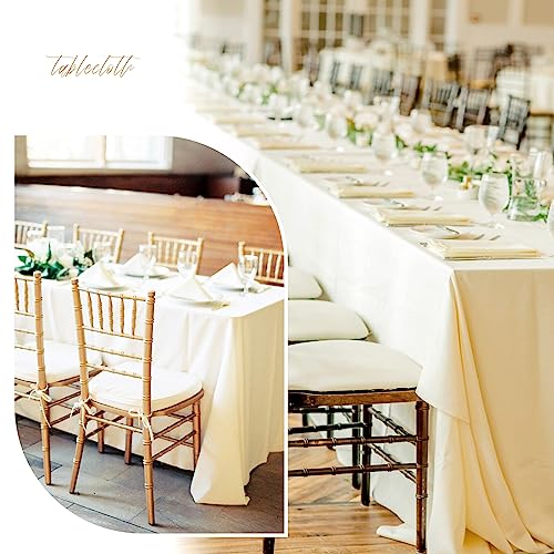 REWOMC 12 Pack Polyester Tablecloth -60 x 102 Inch Beige Table Cloth for 6 Feet Rectangle Tables, Stain and Wrinkle Resistant Washable Fabric Table Cover for Wedding Party Banquet Restaurant Kitchen by REWOMC - Image 6