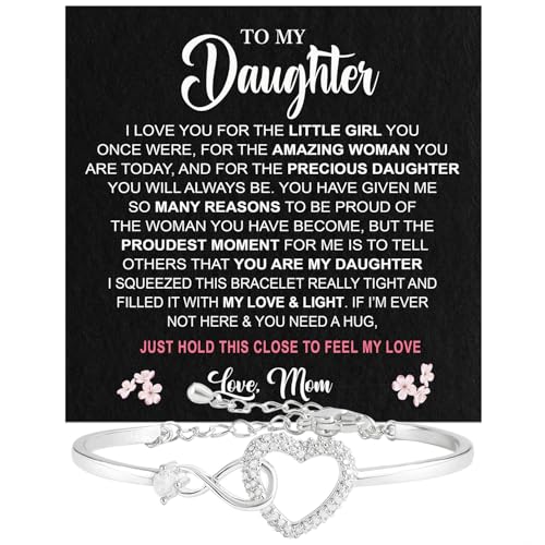 To My Dear Daughter: Heartfelt Mom & Dad Bracelet - Mother to Daughter Gift, Birthday Present - Main Image