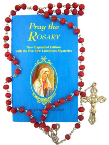 "Pray the Rosary" Instructional How To Booklet with Rose Scented Bead 18 Inch Rosary