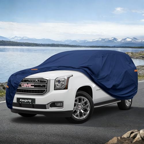 Image of Kaugung Custom Fit SUV Car Cover for GMC Yukon (1995-2026), Heavy Duty Waterproof All Weather Outdoor Protection, Breathable Full Exterior Cover with Vent, Rain Sun Snow UV Proof