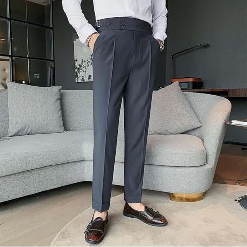 Slim Fit Small Foot High Waist Business Solid Color Straight Leg Suit Pants Parachute Pants for Men3
