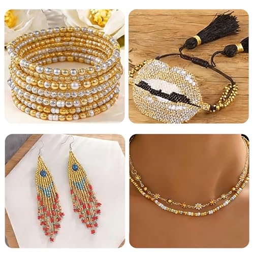 2000Pcs Seed Beads, 2mm Small Glass Beads for Jewelry Making, Gold & Silver Craft Beads, Spacer Beads for Bracelets, Necklaces, Keychains, DIY Jewelry Supplies for Crafting and Beading - Image 6