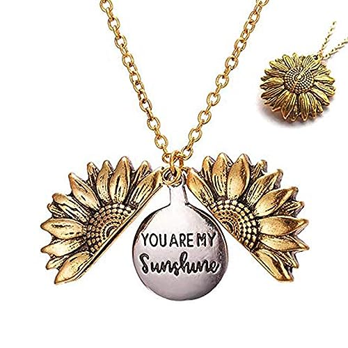Mahi 'You are My Sunshine' engraved Hidden Message Silver Golden Sunflower Pendant Locket for Women (PS1101854M) - Image 5