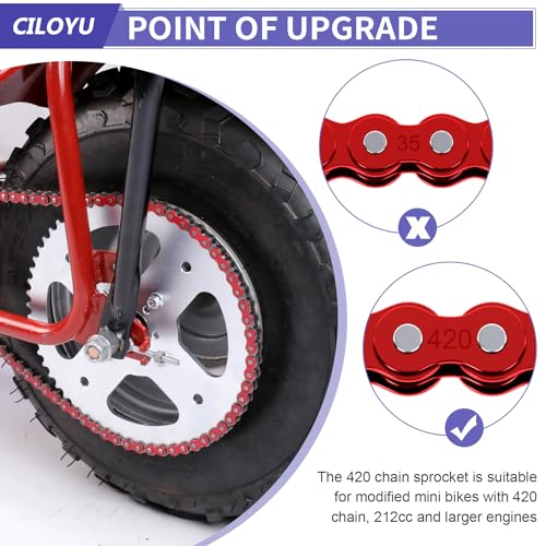 Image of 60 Tooth Rear Sprocket 420 Chain Kit for Mini Bike CT200U CT100U | 420 Chain and Sprocket Kit Compatible with Coleman BT200X CT200U-EX CC100X Baja MB200 Doodlebug DB30 Predator 212 Parts