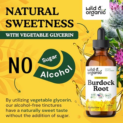 Wild & Organic Burdock Root Tincture - Liquid Supplement for Antioxidant, Detox, Digestive Support - Burdock Root Herb Drops - Vegan, Sugar & Alcohol-Free - 4 fl oz - Thumbnail 6