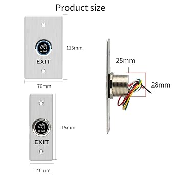 IR Infrared Sensor No Touch Exit Button Door Switch,NO&NC Stainless Steel,Release Switch for Access Control Systems Gates and Garage Openers (SI402)