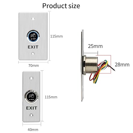 IR Infrared Sensor No Touch Exit Button Door Switch,NO&NC Stainless Steel,Release Switch for Access Control Systems Gates and Garage Openers (SI402)