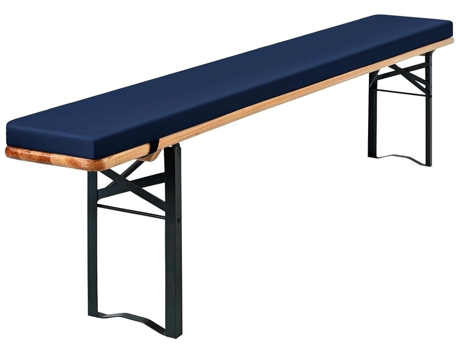 Yekuhe Bench Pad Seat Cushion for Outdoor Picnic with Zipper Bench Seat Pad Long Bench Cushion with Removable Cover & Non-Slip Straps for Kitchen Patio(Navy blue,190x40x3cm)