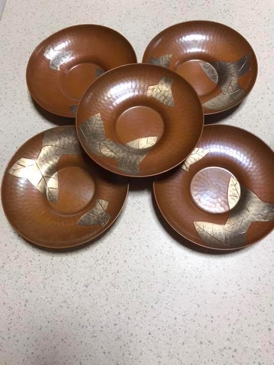 玉川堂 茶筒茶托5客 YT002□銅製□玉川堂□新潟県□