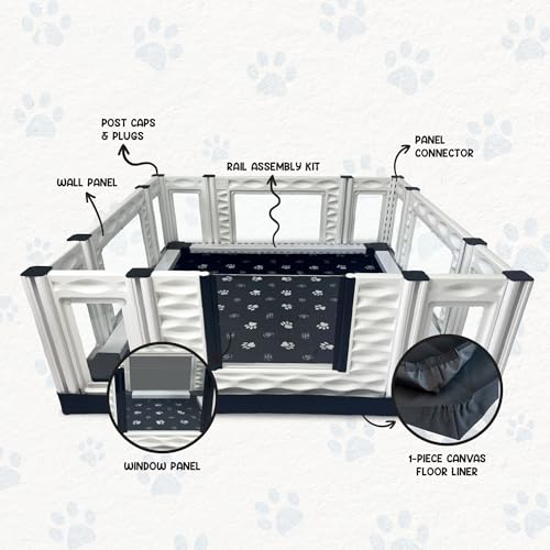 Image of EZwhelp EZclassic 48x48x18 in Whelping Box, Windowed Walls & Rails, Gray