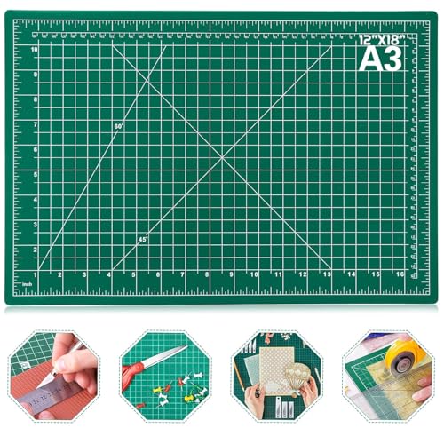 HOME BUY Rubber Professional Cutting Mat A3 Self-Healing 5 Layers Double Sided Durable Non-Slip PVC 18" X 12" Inch (Green)