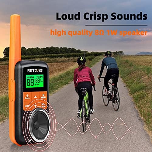 Retevis RT649 Walkie Talkie, IP65 Waterproof License-Free,1200mAh AA Rechargeable Battery,16 Channels 121CTCSS/DCS,VOX Torch Dual watch Walkie Talkies for Outdoor Hiking Camping (Orange, 2 Pcs)