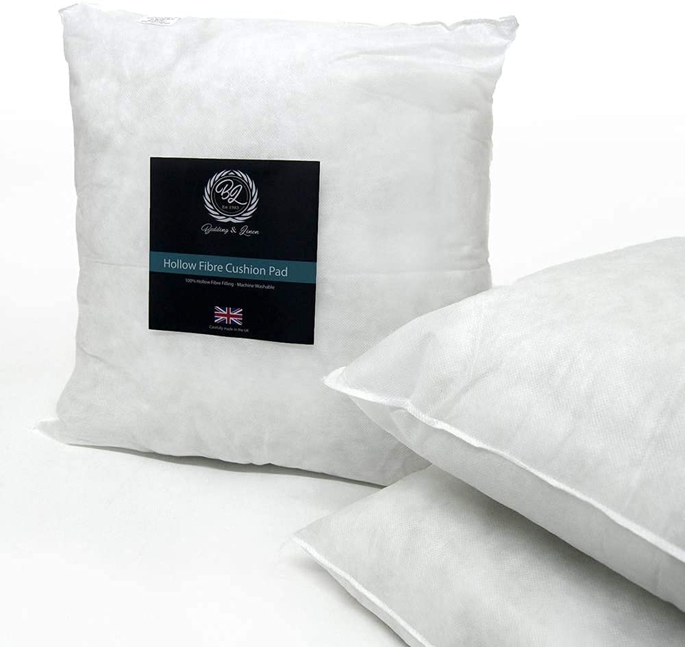 Hannah White 4 Pack 18” Inch Square Cushion Insert Inners, Anti-Allergy Insert Pads 45Cm X 45Cm Pure Hollowfibre Filling- Made In Uk