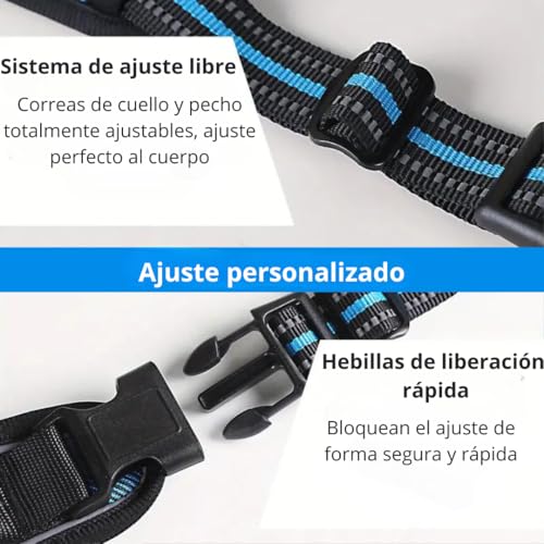 PET&TECH Arnés para Perros con Correa; Antitirones, Ajustable y Ergonómico – Diseño Tipo Silla de Montar – Cómodo, Seguro y con Asa de Control (Gris, XL) - imagen 4
