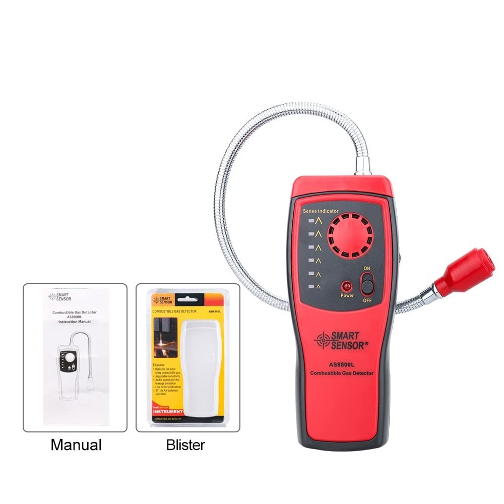 Analizador de gas, detector de gas combustible, puerto inflamable, ubicación de fugas de gas natural, determinación del medidor de medición de luz sonora AS8800L