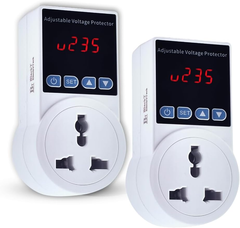 Blackt Electrotech BTSVP01 AC 220V 10 Automatic Voltage Protector Socket switcher- Surge Protector for Home Appliances, Refrigerators, Washing Machines, AC, and TV (2, Adjustable)