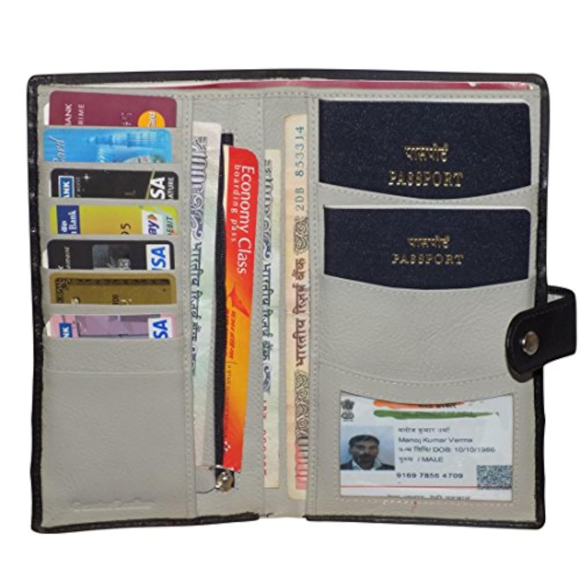 Style98 Leather Travel Passport Cum Long Wallet