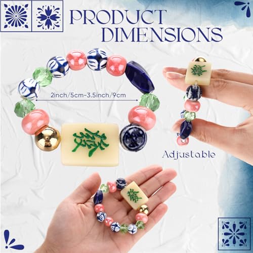 Mahjong Lucky Bracelet Mahjong Accessories Gifts Chinese Blessing Fortune Rich Mini Tiles Beaded Stretchy Bracelet Wealth Luck Women Men Cute Present Gift2