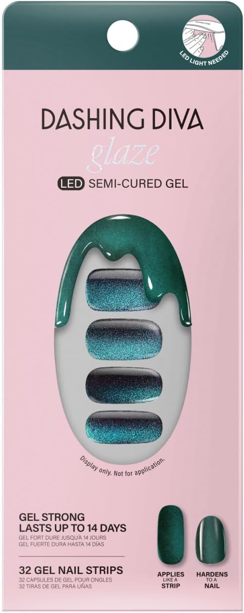 Dashing Diva Glaze Nail Strips - Stone Cold | Works with Any LED Nail Lamp | Long Lasting, Chip Resistant, Semicured Gel Nail Strips | Contains 34 Salon Quality Nail Wraps, 2 Prep Pad, 1 Nail File