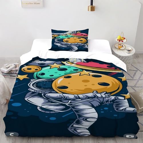 Housse de couette starry sky anti-plis en microfibre confortable pour lit 1 place - 2