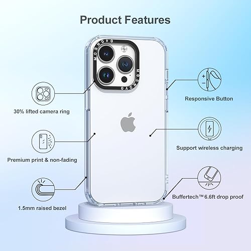 Miniatura 6 de MOSNOVO Funda para iPhone 14 Pro, Buffertech protección contra caídas de grado militar de 6.6 pies Tecnología antidespegado Diseño de funda de TPU