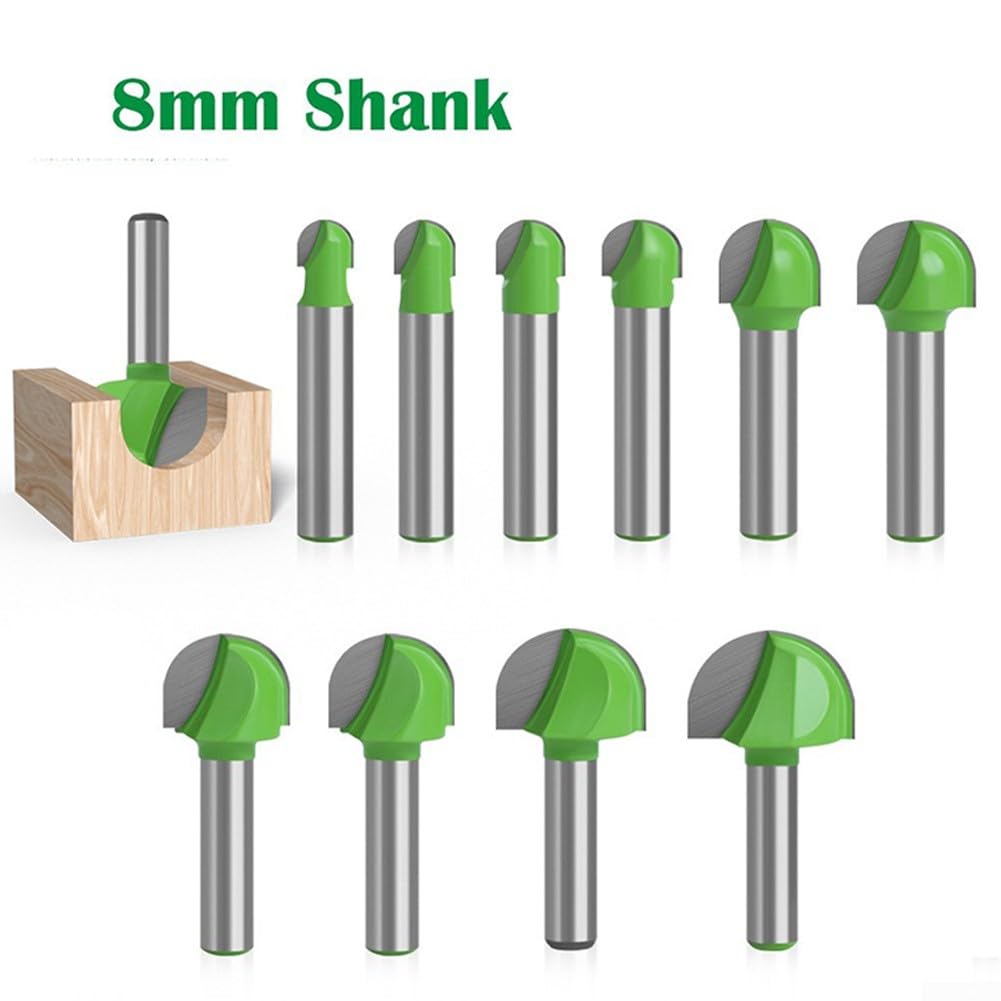 DAZZLEEX 1Pc 8Mm Shank Ball Nose End Mill Round Nose Cove CNC Fraisage Bit Radius Core Green,8X6