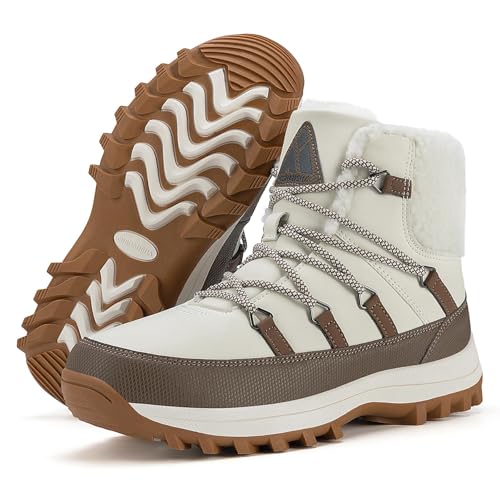 Mishansha Botas de Nieve Mujer Forradas Calentitas Zapatos de Invierno Botines, Beige 40
