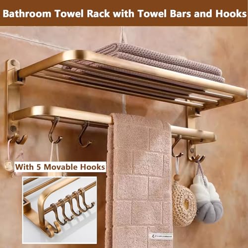 Porte-serviettes bronze antique chic étagère aluminium robuste - 4