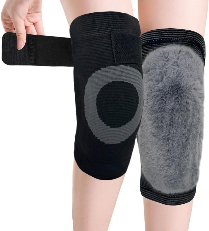 Exercise, Protection Thickened Plush Knee Pads Warm Knitted Knee Pads Cold Legs Thickened Knee Pads for Fitness, Cycling, Running, Playing Football