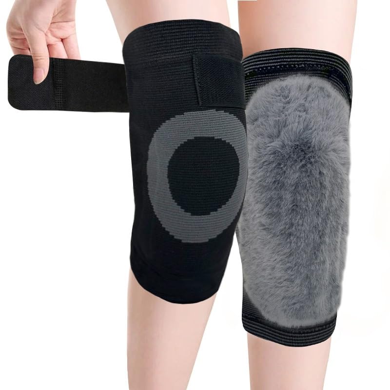 Thickened Plush Knee Pads Warm Knitted Cold Legs