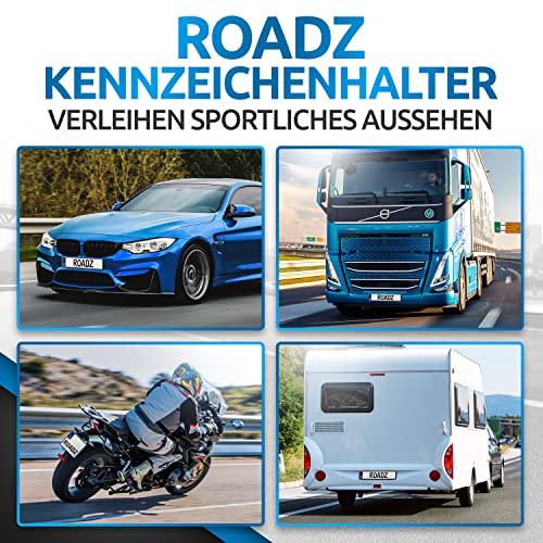 ROADZ® Kennzeichenhalter Klett - BOMBENFESTER Halt - Kennzeichenhalter Rahmenlos - wetterfest für Auto & Motorrad 2er-Set - unsichtbare Kennzeichenhalterung für 1 Fahrzeug - Nummernschildhalterung