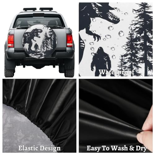 Image of Spare Tire Cover for RV Trailer, Dinosaur Bigfoot Tire Covers Universal Fit for Travel Trailer Camper Jeep RV SUV Truck Waterproof Wheel Cover (16 inch for Diameter 29 inch - 31 inch)