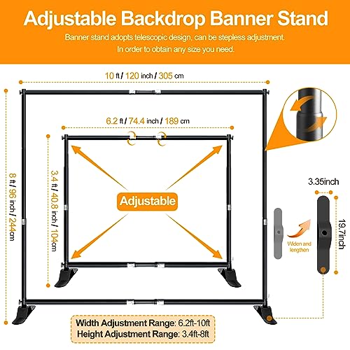 FUDESY 10x8ft Backdrop Banner Stand, Heavy Duty Step and Repeat Stand Kit by FUDESY - Used condition - Image 2