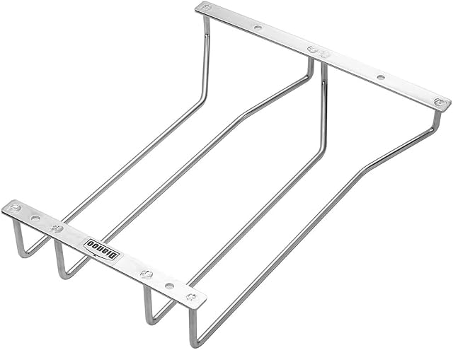 Dianoo 2 Rows 27cm Wine Glass Racks, Stemware Racks, Stainless Steel Bar Home Cup Glass Holder, Wine Glass Rack Hanger, Under Cabinet Wine Glass Stemware Rack Holder, 2 Rows